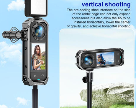 For Insta360 X5 PULUZ Aluminum Alloy Protective Cage Rig Expand Cold Shoe Housing Frame, Protective Cage