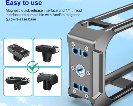 For Insta360 X5 PULUZ Aluminum Alloy Protective Cage Rig Expand Cold Shoe Housing Frame, Protective Cage