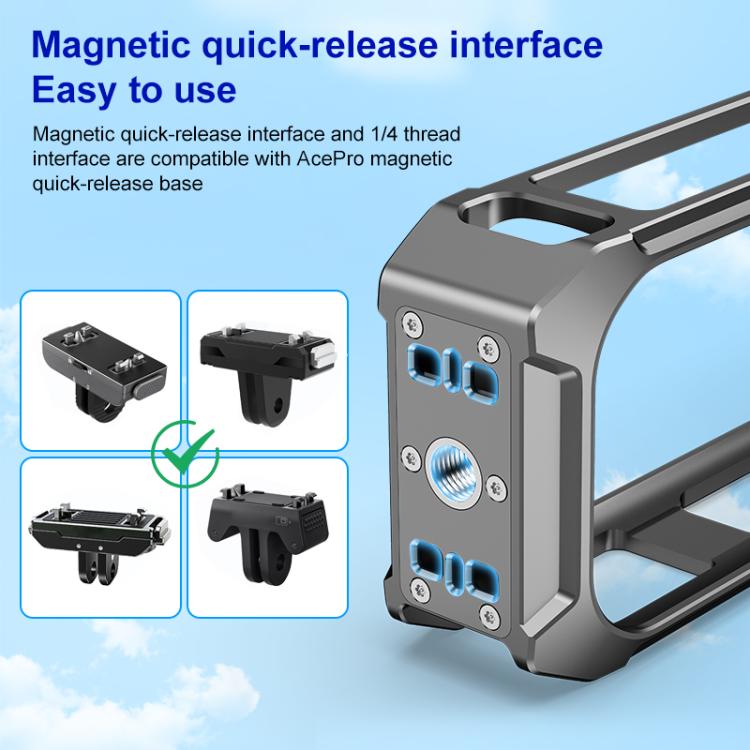 For Insta360 X5 PULUZ Aluminum Alloy Protective Cage Rig Expand Cold Shoe Housing Frame, Protective Cage