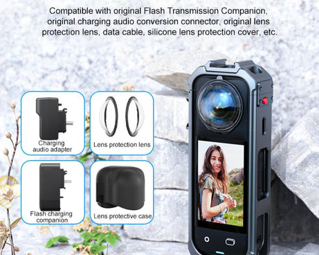 For Insta360 X5 PULUZ Aluminum Alloy Protective Cage Rig Expand Cold Shoe Housing Frame, Protective Cage