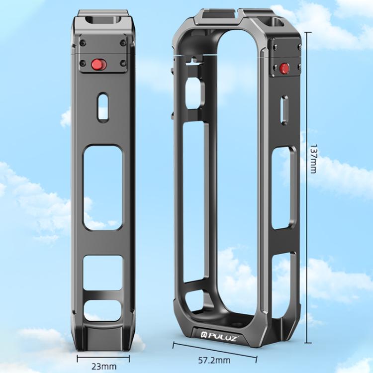 For Insta360 X5 PULUZ Aluminum Alloy Protective Cage Rig Expand Cold Shoe Housing Frame, Protective Cage