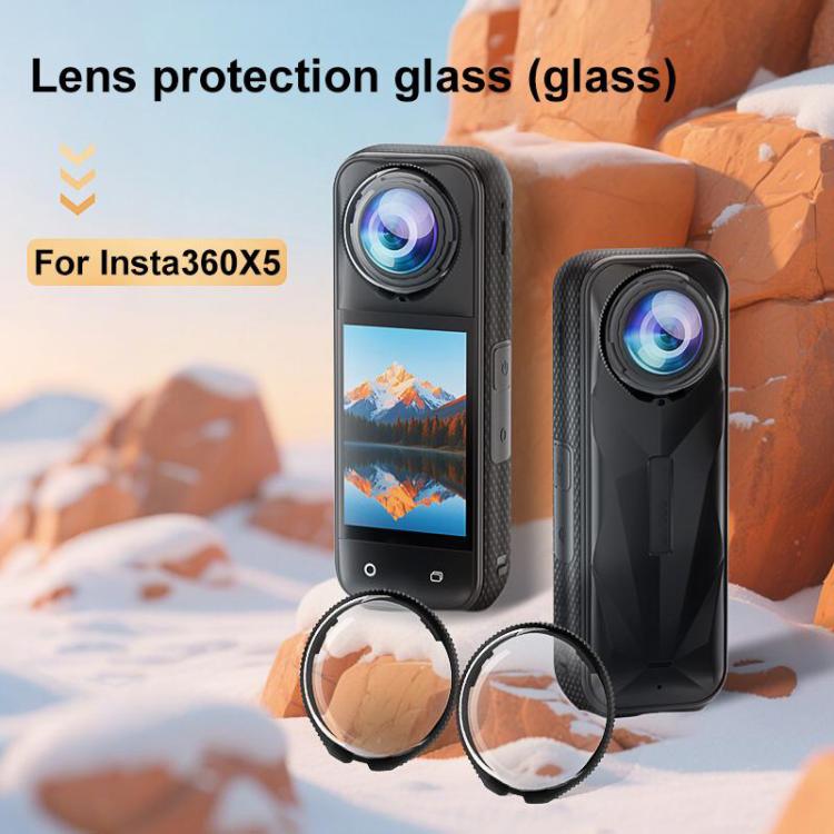 For Insta360 X5 PULUZ Rotating Optical Tempered Glass Lens Guard Protective Cover