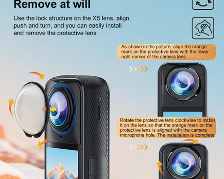 For Insta360 X5 PULUZ Rotating Optical Tempered Glass Lens Guard Protective Cover