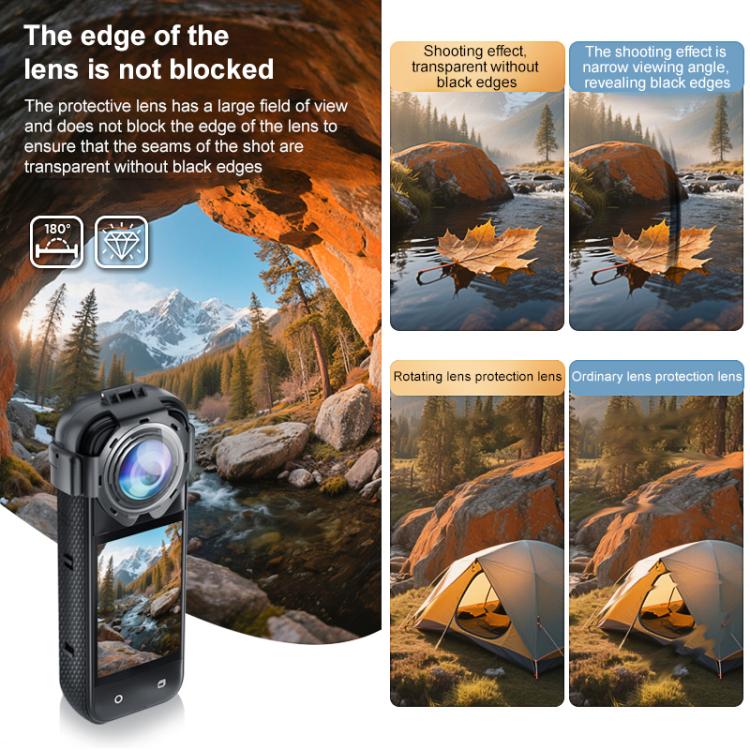 For Insta360 X5 PULUZ Snap-on Optical Tempered Glass Lens Guard Protective Cover