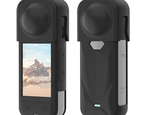 For Insta360 X5 PULUZ Silicone Protective Case with Lens Cover, Case with Lens Cover (Black)