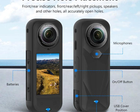 For Insta360 X5 PULUZ Silicone Protective Case with Lens Cover, Case with Lens Cover (Black)