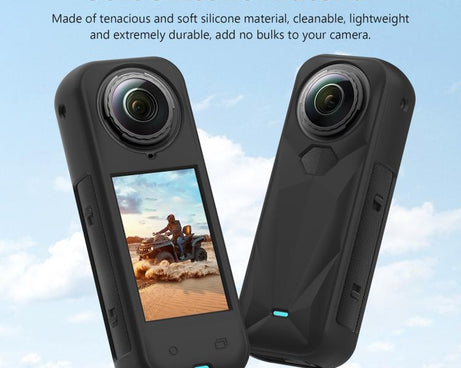 For Insta360 X5 PULUZ Silicone Protective Case with Lens Cover, Case with Lens Cover (Black)