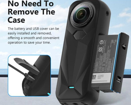 For Insta360 X5 PULUZ Silicone Protective Case with Lens Cover, Case with Lens Cover (Black)
