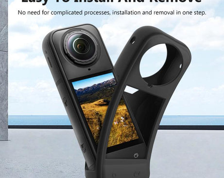 For Insta360 X5 PULUZ Silicone Protective Case with Lens Cover, Case with Lens Cover (Black)
