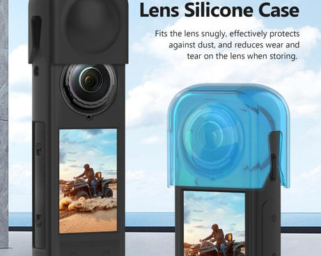 For Insta360 X5 PULUZ Silicone Protective Case with Lens Cover, Case with Lens Cover (Black)