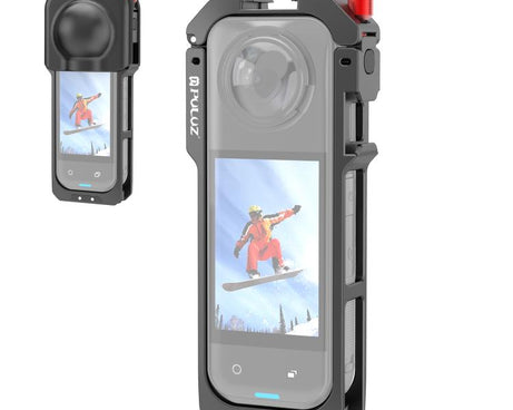 For Insta360 X5 PULUZ Metal Protective Cage Rig Housing Frame with Lens Cover, Metal Protective Cage