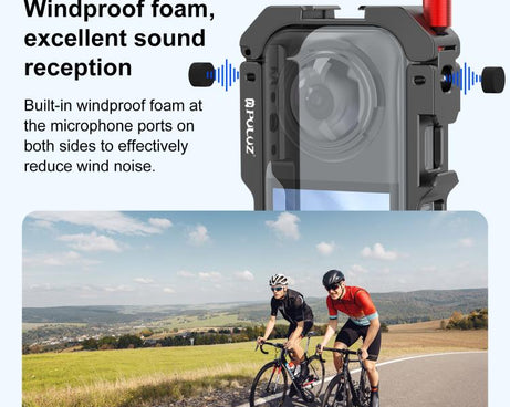 For Insta360 X5 PULUZ Metal Protective Cage Rig Housing Frame with Lens Cover, Metal Protective Cage