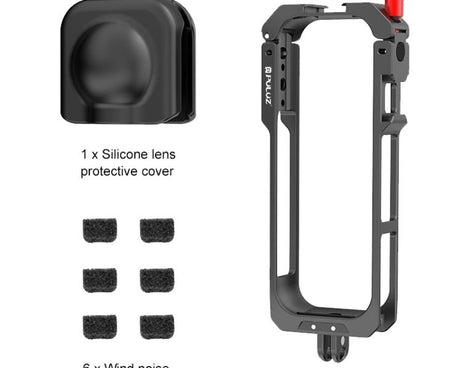 For Insta360 X5 PULUZ Metal Protective Cage Rig Housing Frame with Lens Cover, Metal Protective Cage