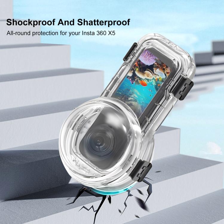 For Insta360 X5 PULUZ Quick Release 60m Waterproof Sealed Diving Case, Quick Release Diving Case
