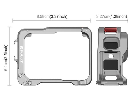 For Insta360 Ace Pro 2 PULUZ Aluminum Alloy Protective Cage Rig Dual Cold Shoe Housing Frame