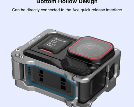 For Insta360 Ace Pro 2 PULUZ Aluminum Alloy Protective Cage Rig Dual Cold Shoe Housing Frame