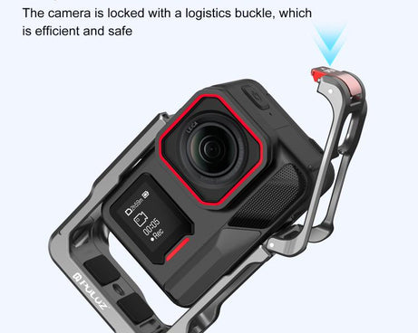 For Insta360 Ace Pro 2 PULUZ Aluminum Alloy Protective Cage Rig Dual Cold Shoe Housing Frame