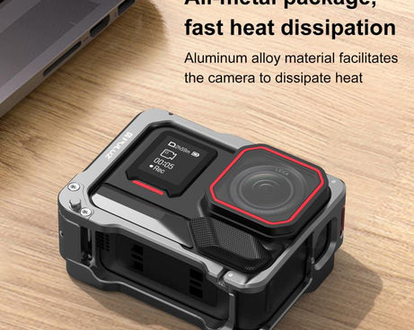 For Insta360 Ace Pro 2 PULUZ Aluminum Alloy Protective Cage Rig Dual Cold Shoe Housing Frame