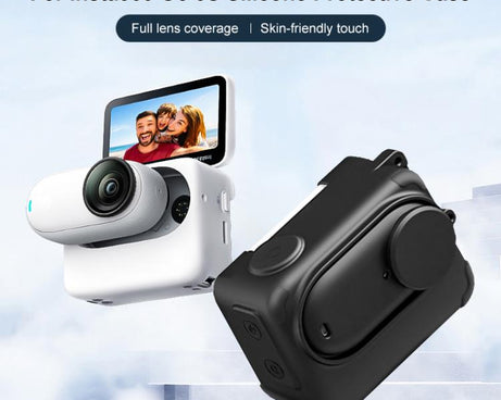 For Insta360 GO 3S PULUZ Camera Charging Box Silicone Cover with Lens Cap & Strap