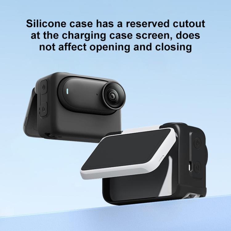 For Insta360 GO 3S PULUZ Camera Charging Box Silicone Cover with Lens Cap & Strap