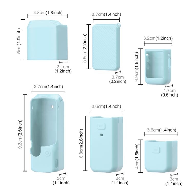 For DJI OSMO Pocket 3 PULUZ 6 in 1 Body Lens Handle Screen Mic Silicone TPU Cover