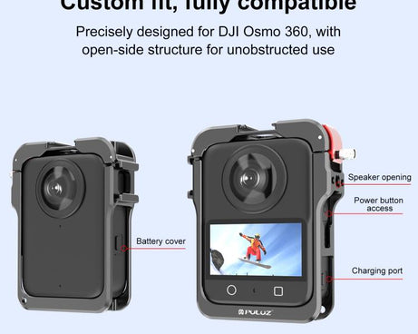 For DJI Osmo 360 PULUZ Aluminum Alloy Protective Cage Expansion Frame with Lens Cover, Protective Cage