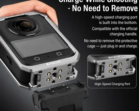 For DJI Osmo 360 PULUZ Aluminum Alloy Protective Cage Expansion Frame with Lens Cover, Protective Cage
