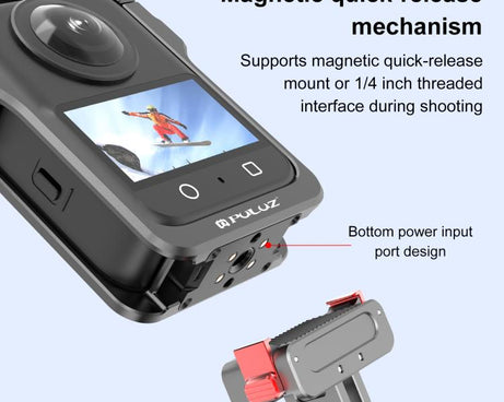 For DJI Osmo 360 PULUZ Aluminum Alloy Protective Cage Expansion Frame with Lens Cover, Protective Cage