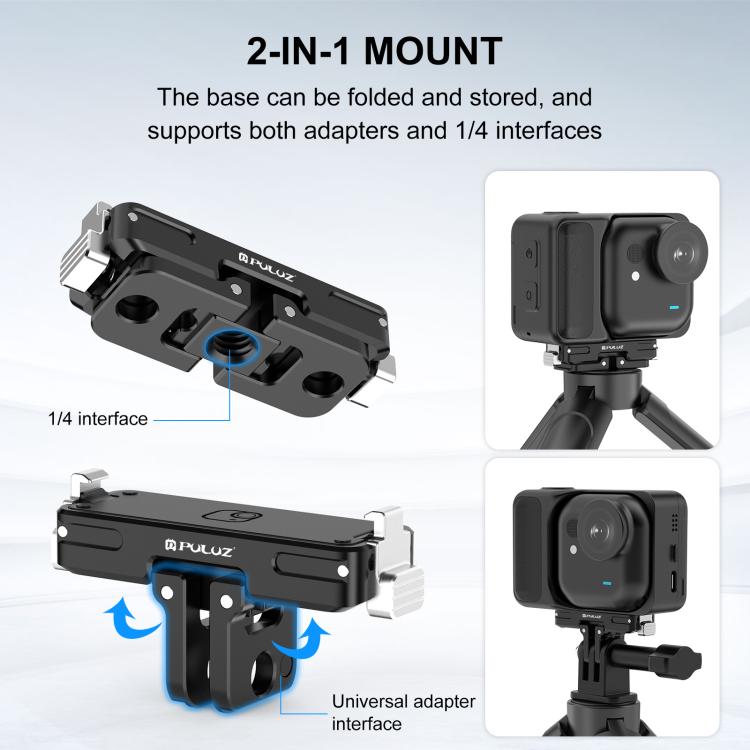 For Insta360 GO Ultra PULUZ Magnetic Aluminum Alloy Quick Release Base Mount