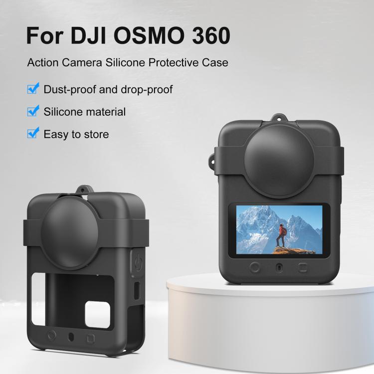 For DJI Osmo 360 PULUZ Silicone Protective Cover with Lens Cover & Lanyard