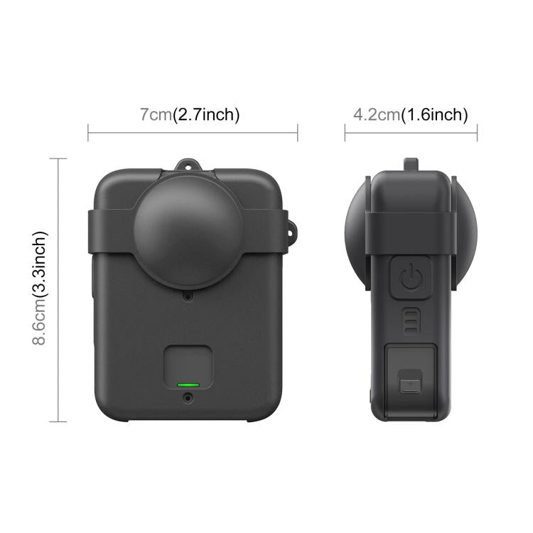 For DJI Osmo 360 PULUZ Silicone Protective Cover with Lens Cover & Lanyard