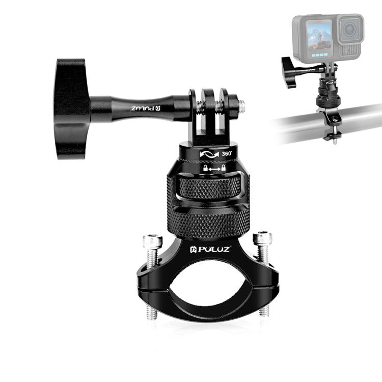 PULUZ 360 Degree Rotation MotorBike Aluminum Mount Handlebar Adapter with Screw for GoPro, Insta360, DJI and Other Action Cameras