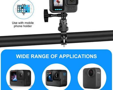 PULUZ 360 Degree Rotation MotorBike Aluminum Mount Handlebar Adapter with Screw for GoPro, Insta360, DJI and Other Action Cameras