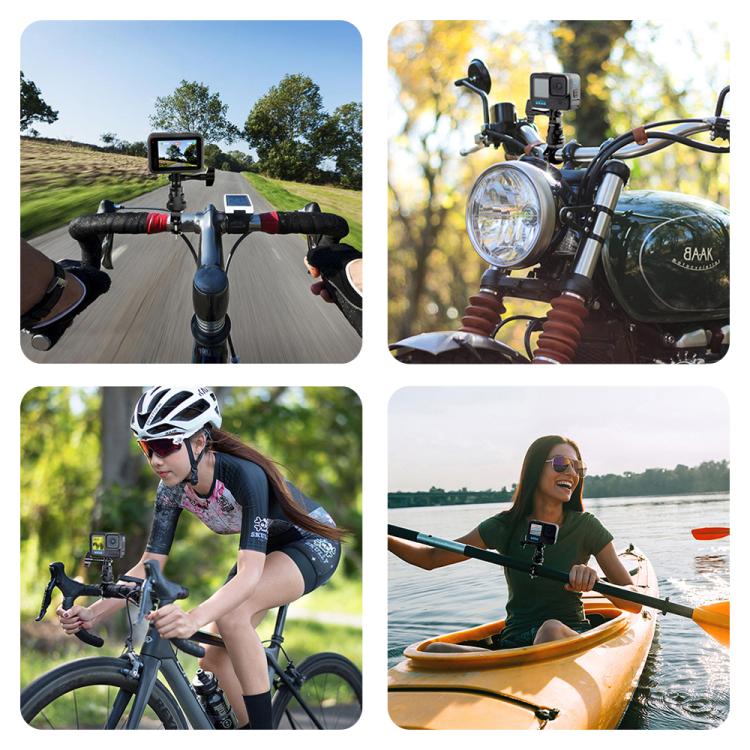 PULUZ 360 Degree Rotation MotorBike Aluminum Mount Handlebar Adapter with Screw for GoPro, Insta360, DJI and Other Action Cameras