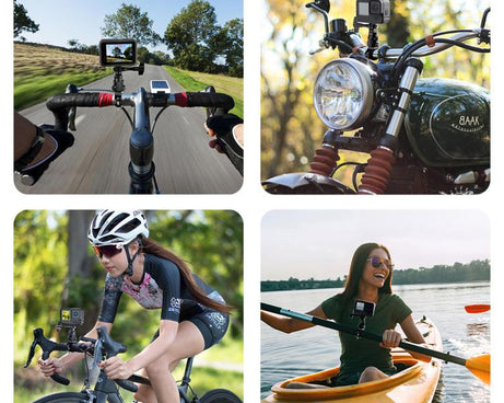 PULUZ 360 Degree Rotation MotorBike Aluminum Mount Handlebar Adapter with Screw for GoPro, Insta360, DJI and Other Action Cameras, Handlebar Adapter Mount 3