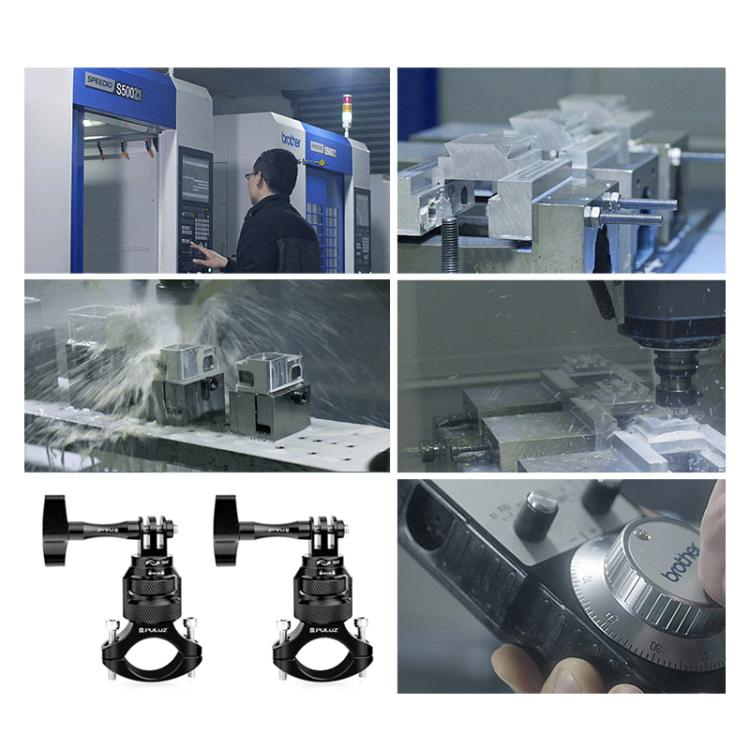 PULUZ 360 Degree Rotation MotorBike Aluminum Mount Handlebar Adapter with Screw for GoPro, Insta360, DJI and Other Action Cameras