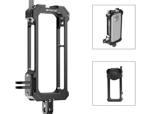 For Insta360 X3 PULUZ Metal Protective Cage Rig Housing Frame with Expand Cold Shoe Base & Tripod Adapter