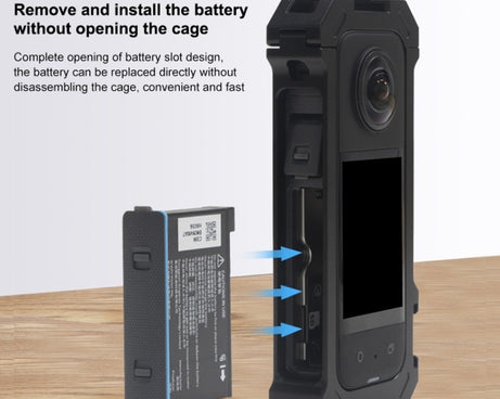 For Insta360 X3 PULUZ Metal Protective Cage Rig Housing Frame with Expand Cold Shoe Base & Tripod Adapter