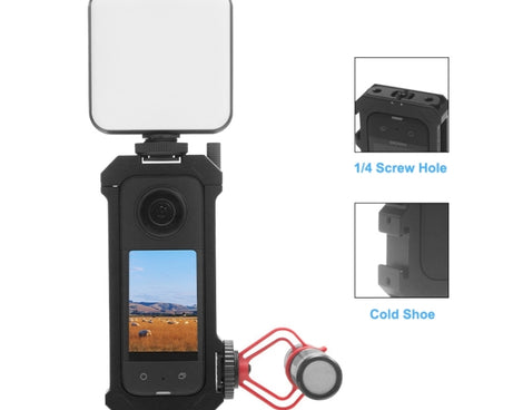 For Insta360 X3 PULUZ Metal Protective Cage Rig Housing Frame with Expand Cold Shoe Base & Tripod Adapter