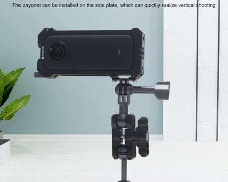 For Insta360 X3 PULUZ Metal Protective Cage Rig Housing Frame with Expand Cold Shoe Base & Tripod Adapter