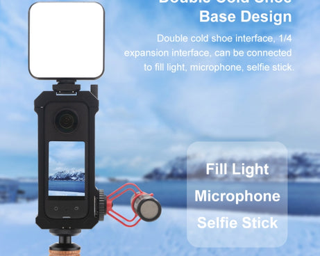 For Insta360 X3 PULUZ Metal Protective Cage Rig Housing Frame with Expand Cold Shoe Base & Tripod Adapter, For Insta360 X3