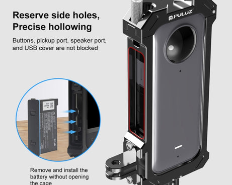 For Insta360 X3 PULUZ Metal Protective Cage Rig Housing Frame with Expand Cold Shoe Base & Tripod Adapter, For Insta360 X3