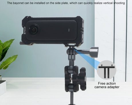For Insta360 X3 PULUZ Metal Protective Cage Rig Housing Frame with Expand Cold Shoe Base & Tripod Adapter, For Insta360 X3