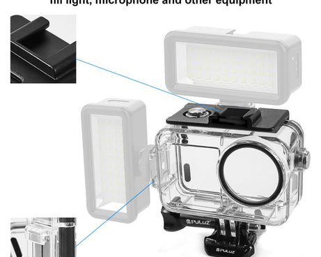 For DJI Osmo Action 5 Pro / 3 / 4 PULUZ 60m Underwater Waterproof Housing Diving Case with Cold Shoe & Buckle Basic Mount & Screw, For DJI Osmo Action 3 / 4 Waterproof Case