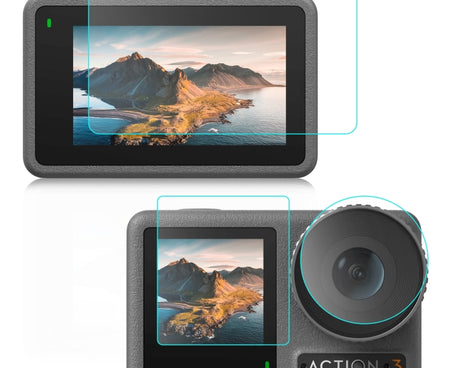 For DJI Osmo Action 3  PULUZ 3-in-1 Lens Front and Back Screen Tempered Glass Explosion-proof Film