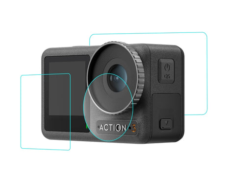 For DJI Osmo Action 3  PULUZ 3-in-1 Lens Front and Back Screen Tempered Glass Explosion-proof Film