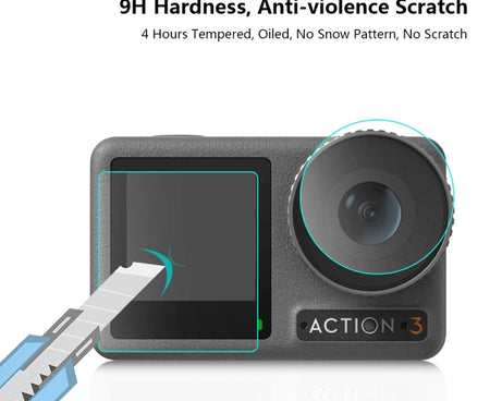 For DJI Osmo Action 3  PULUZ 3-in-1 Lens Front and Back Screen Tempered Glass Explosion-proof Film