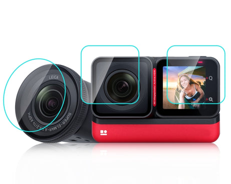 For Insta360 One RS PULUZ 3 in 1 Screen + 4K Lens + Leica Lens Tempered Glass Film