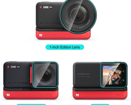 For Insta360 One RS PULUZ 3 in 1 Screen + 4K Lens + Leica Lens Tempered Glass Film