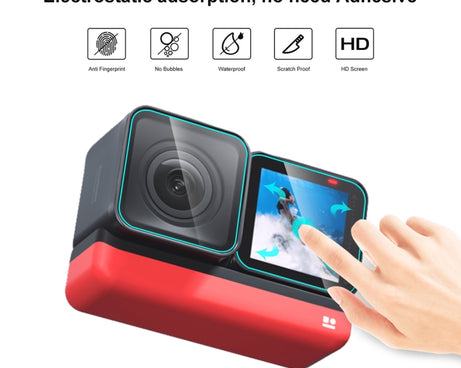 For Insta360 One RS PULUZ 3 in 1 Screen + 4K Lens + Leica Lens Tempered Glass Film